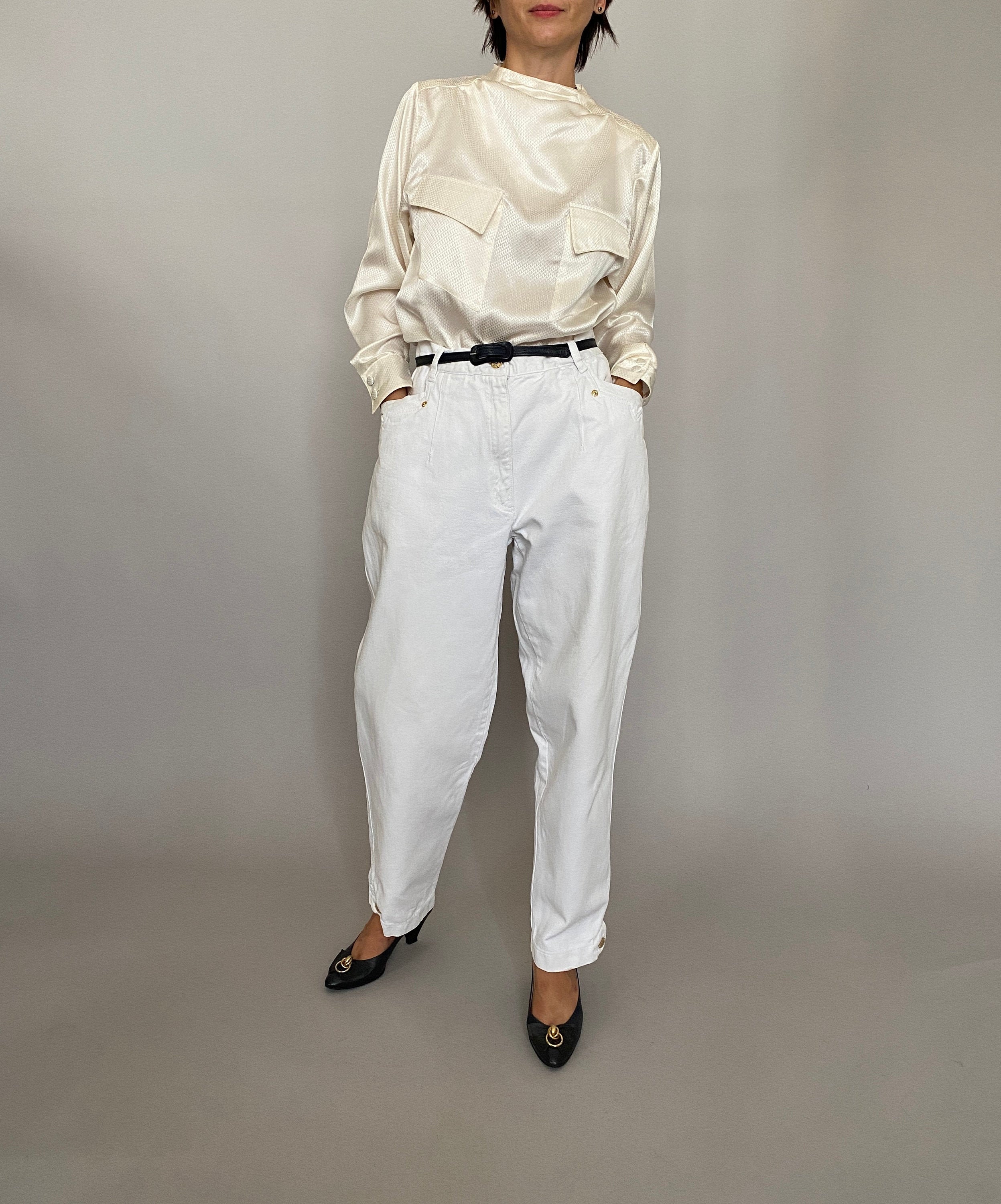 Vintage White Jeans for Women Size L 