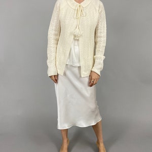 Vintage White Wool Cardigan for Women Size S image 2