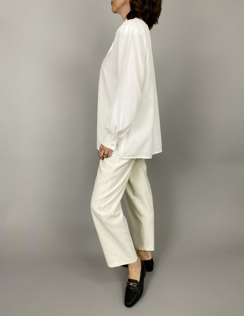 Vintage Cream White Blouse for Women Size L XL WAP142 image 3