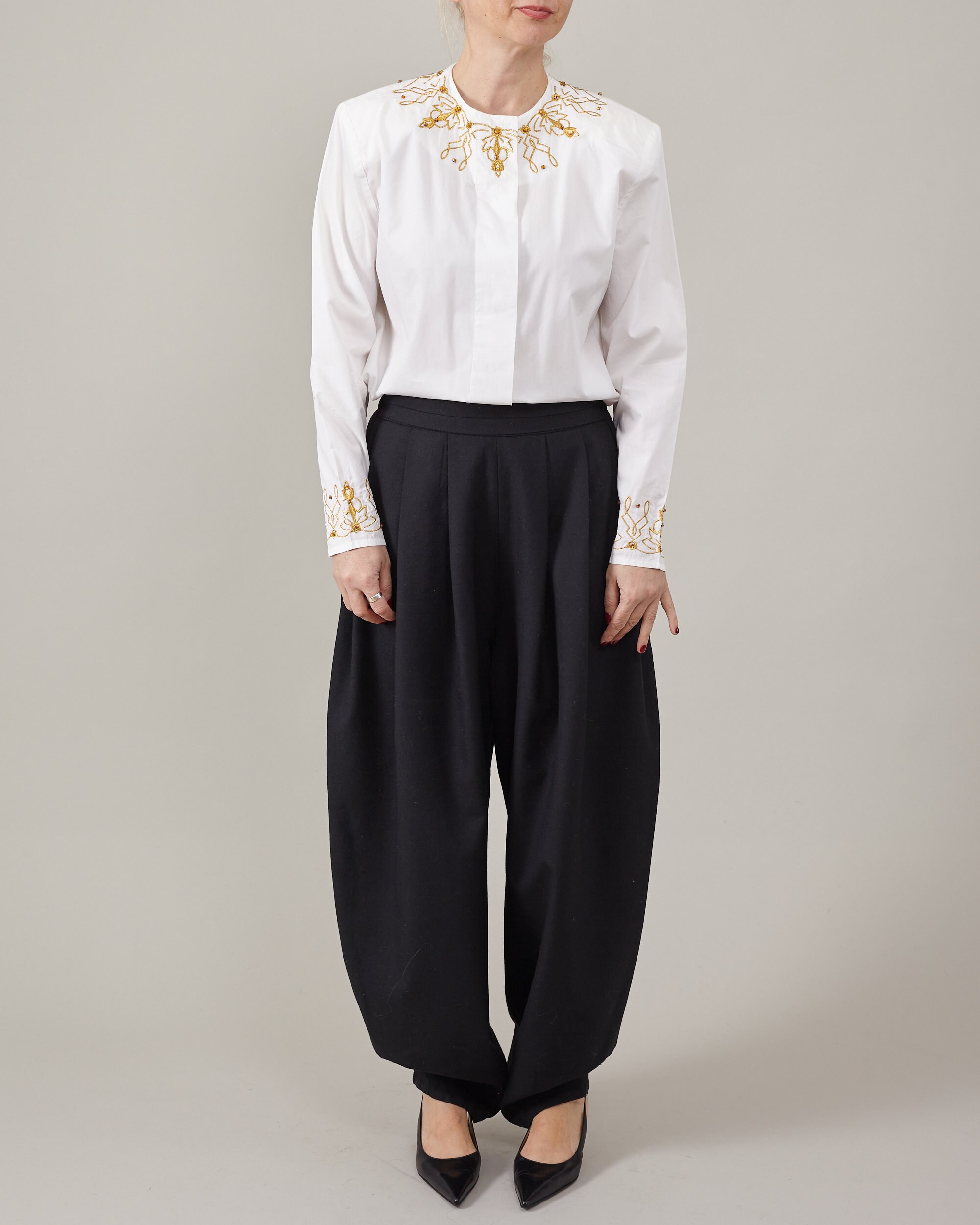 Women's Cotton White Printed Ready to Wear With Blouse Piece
