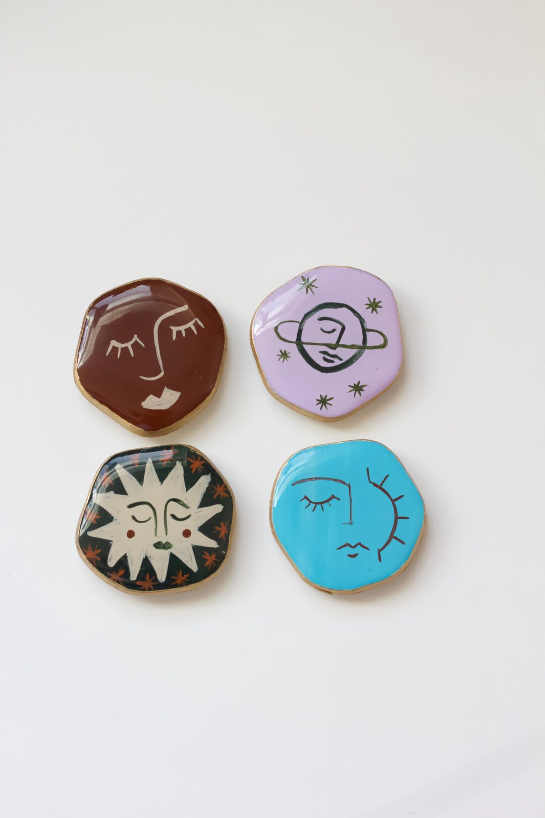 Abstract Face Magnets · Hand-painted Art Magnets Set · Colorful Boho ...