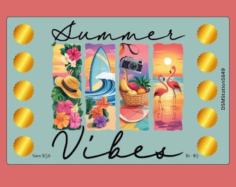 Summer Vibes Scratch off Challenge / 4" x 6" / Physical Product