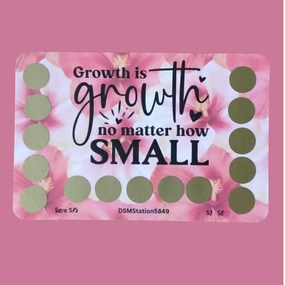 Growth is Growth Scratch off Savings Challenge Low Budget Motivational ...