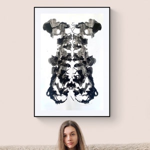 What do you see? Inkblot Inspired Art | Psychiatrist gift |  Ebony, 40"x26"