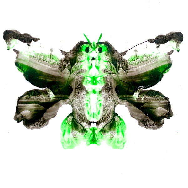 Inkblot Art | Vibrant Green Butterfly | Symmetrical Painting | Moth Art | 11x14 in (27.94 x 35.56 cm)