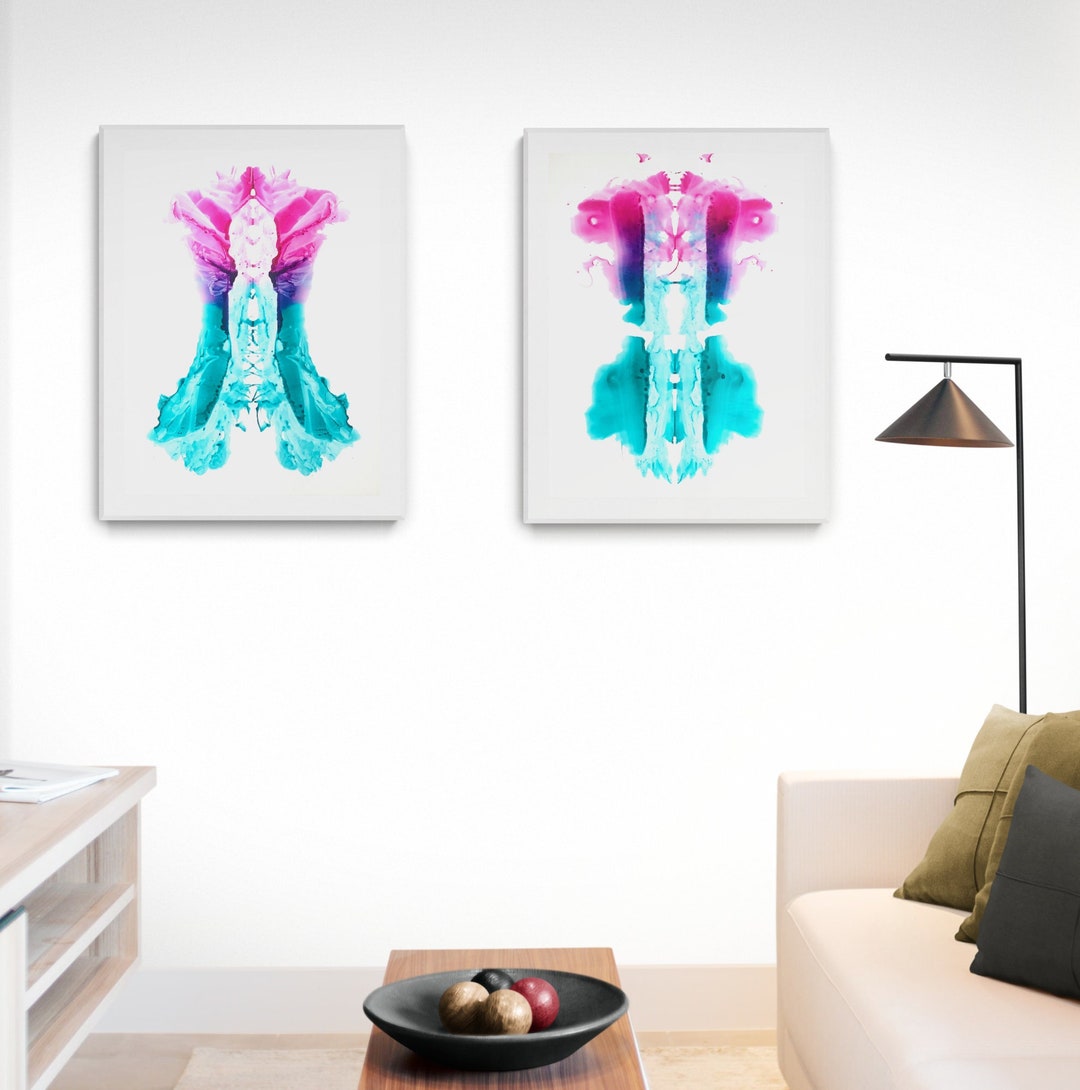 Set of TWO Original Paintings 20x26 Gold Inkblot Etsy