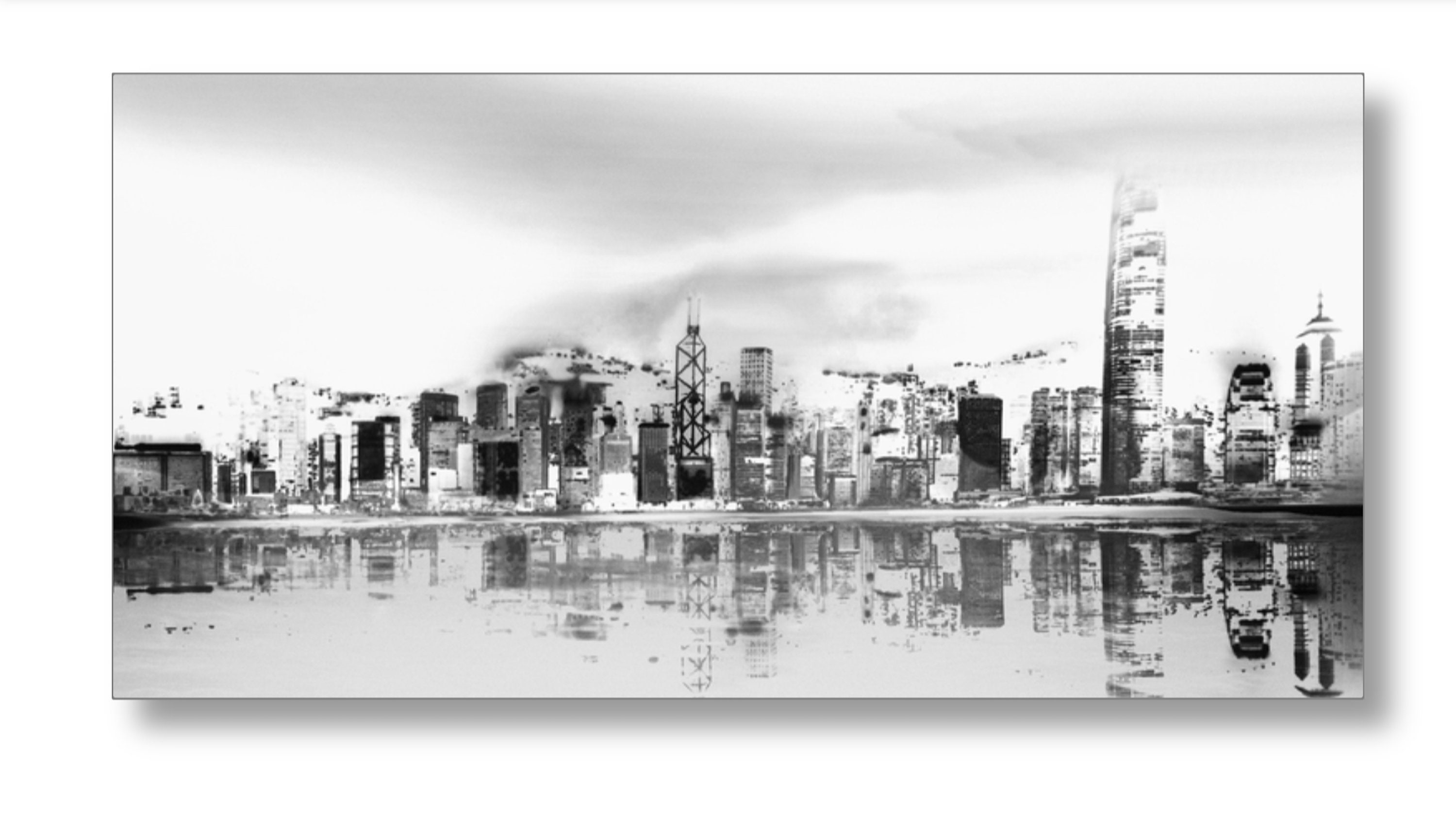 Metal Wall Art Black and White Hong Kong Skyline Panoramic Etsy