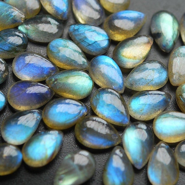 Spectrolite Labradorite Smooth Pear Drop Briolette Gemstone Pair Beads 5pc 14mm