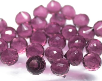Sparkling Pink Quartz Micro Faceted Onion Briolette Gemstone Beads 10pc 7mm