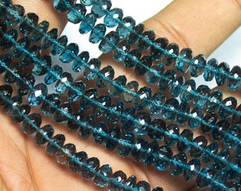 AAA London Blue Topaz 7mm-8mm Faceted Heart Briolette Beads ~ Natural Fine Blue Topaz Precious Gemstone Briolette Loose Beads  ~ 4 Strand
