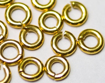 3MM 22 Gauge 1kk Solid Yellow Gold Open Jump Rings (10 pieces) Valentines Gift