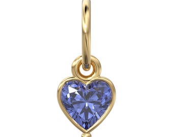 dije de corazón de tanzanita de 15 mm