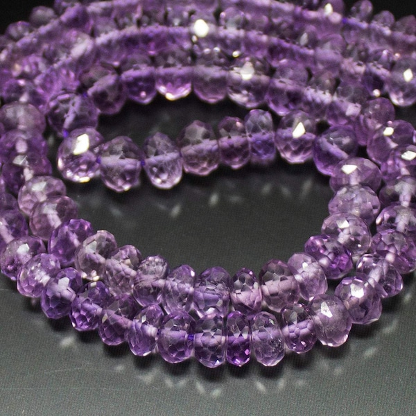 Natural Purple Amethyst Faceted Rondelle Beads 5.5mm 6mm 14inches