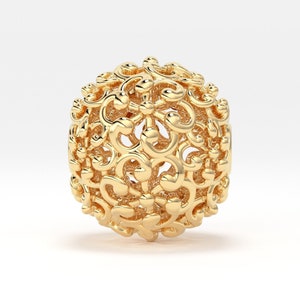Solid Gold Handmade Designer Round Floral Mesh Spacer Bead Finding 6mm 8mm 10mm