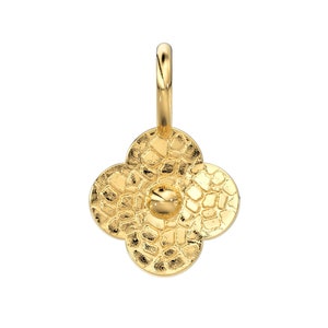 18k Solid Yellow Gold Fancy Textured Flower Charms Pendant Findings (5 pieces)