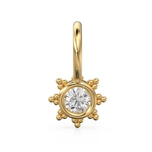 Antique Brilliant Diamond 18k Gold Charm Pendant / 14k 18k Solid Gold Pendant / Handmade Diamond Pendant / Natural Diamond Pendant Necklace