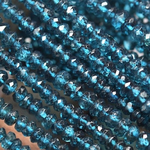 2 Strands 13 Inches Strand, Mystic London Blue Topaz Faceted Rondelles, Size 4mm St Patricks Day
