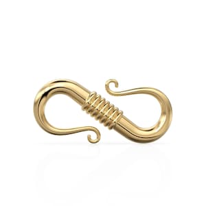 Coil S-Hook 18k Solid Gold Clasp Handmade Old Fashioned 15mm St Patricks Day  14k Gold Enhancer