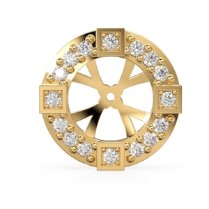 Diamond Solid Gold Earring Jacket for 8mm Round Pearl Beads / 2ct Diamond Solid Gold Earring Jacket Findings St Patricks Day