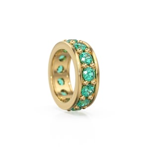 Emerald 18K Solid Italian Gold Rondels, Eternity Rondelle, Solid Gold Roundel Spacer Finding Bead, Emerald  Spacer, Gold Wheel Tyre Finding
