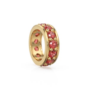 Red Ruby 18K Solid Italian Gold Rondels, Eternity Rondelle, Solid Gold Roundel Spacer Finding Bead, Ruby Spacer, Gold Wheel Tyre Finding