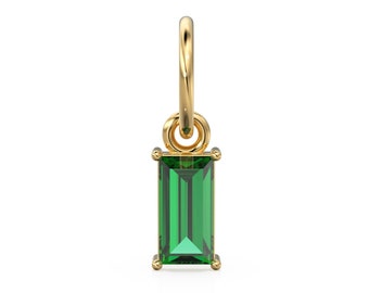 KLEINER Baguette Smaragd Anhänger / 14k 18k Solid Gold Anhänger / Baguette Smaragd Anhänger / Zierlicher sambischer Smaragd Anhänger / 5 x 3 mm 6 x 3 mm