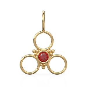 Natürlicher Rubin Charm / 18k Solid Gold Charm / Handgemachter Gold Charm / Designer Charm Anhänger / Charms Halskette / Rubin Charm