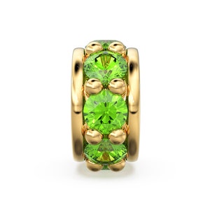 18k Solid Yellow Gold 5mm Peridot Eternity Rondelle Wheel Bead St Patricks Day