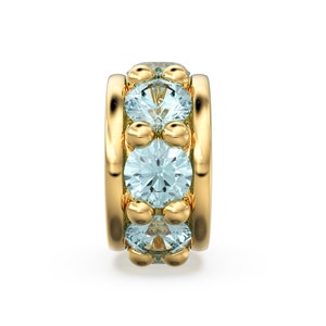 18k Solid Yellow Gold 5mm Sky Blue Topaz Eternity Rondelle Wheel Bead