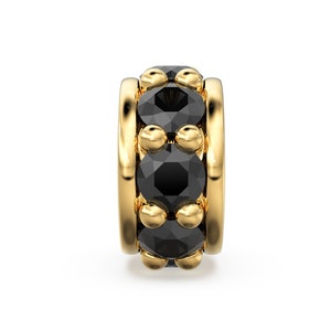 18k Solid Yellow Gold 5mm Black Onyx Eternity Rondelle Wheel Bead St Patricks Day