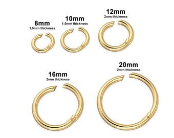 Clicker Round Gold Connector / 14K Solid Gold Connector / Necklace Connector  Clasp Lock / Charm holder / Solid Gold Charms Clasp