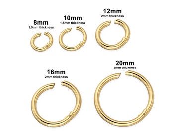 Clicker Round Gold Connector / 18K Solid Gold Connector / Necklace Connector Clasp Lock / Gold Enhancer / Solid Gold Charm Holder  Pendant