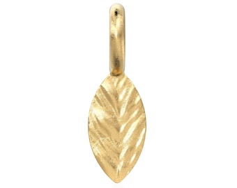 2pc 14k Solid Gold  Marquise Shape Charm, 9 MM Long Leaf charm, Hammered Charms, Textured Gold Pendant, Necklace charm, Bracelet Gold Charms