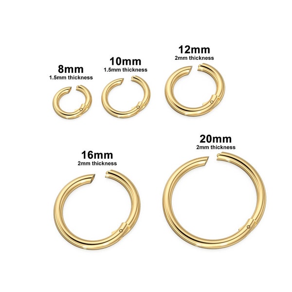 Clicker Round Gold Connector / 18K Solid Gold Connector / Necklace Connector Clasp Lock /  Charm Holder / Solid Gold Charms Pendant Clasp