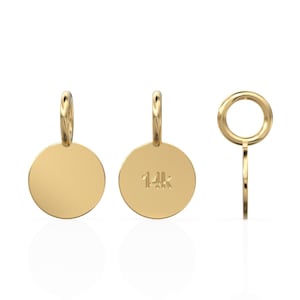 Solid Gold 8.3 x 5mm Round Coin Stamping Charm Component, 28 Gauge, Half Hard, Name Jewelry Making Handmade Finding Supplies