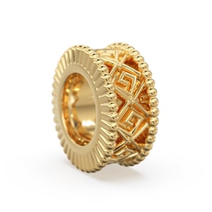 3pc 18k Solid Yellow Gold 7mm Fancy Spacer Finding Hefty Bead 5mm Large Hole St Patricks Day