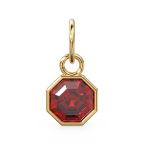 7mm 14k Yellow Solid Gold Yellow Red Garnet Charm Pendant Bezel Jewelry Finding St Patricks Day