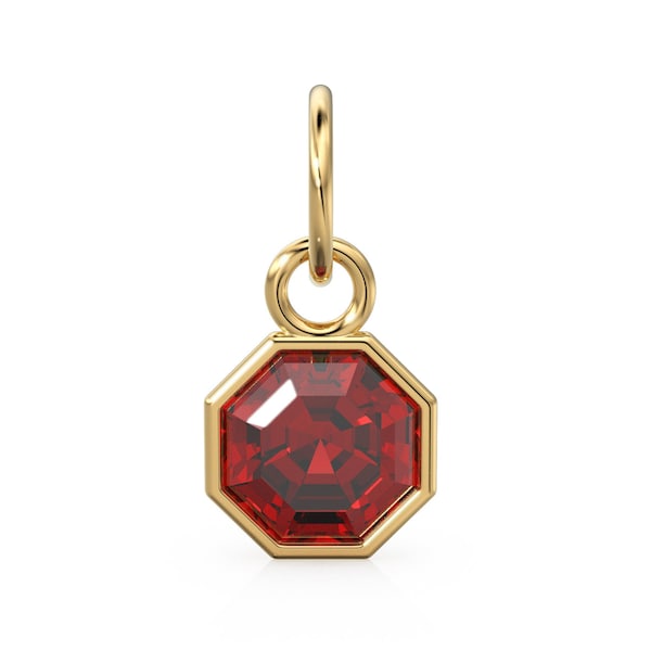 7mm 14k Yellow Solid Gold Yellow Red Garnet Charm Pendant Bezel Jewelry Finding