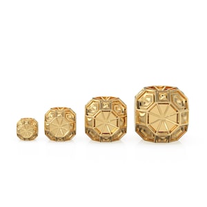 Geometric Hexagon Cube 18k Solid Gold Spacer Beads / 14k Jewelry Making Faceted Supplies / Polyhedral Intricate Handmade Gold Box Findings