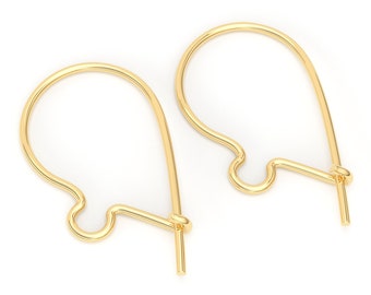 Paire de crochets d'oreilles pour reins en or jaune massif 14 carats, 9 mm x 17 mm, calibre 23, jour de la Saint-Patrick