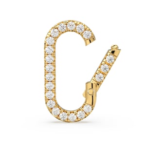 14K Solid Gold, Diamond Pave, Clicker Rectangular Diamond Connector / Diamond Clicker Clasp / Diamond Closure Finding 14k Gold Enhancer