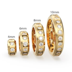 Real Diamond 18k Solid Gold Eternity Rondelle Wheel Spacer Handmade Beads St Patricks Day