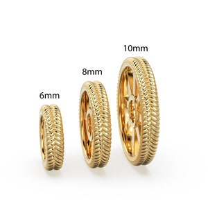 Textured 18k Solid Yellow Gold Spacer Beads / Jewelry Making Handmade Supplies / 14k Gold Wheel Tyre Findings St Patricks Day