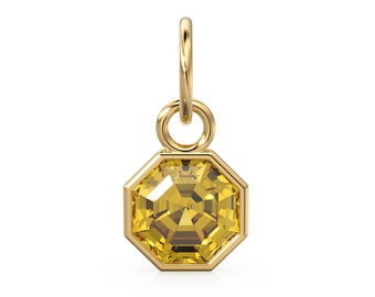 7mm 14k Yellow Solid Gold Yellow Gold Citrine Charm Pendant Bezel Jewelry Finding