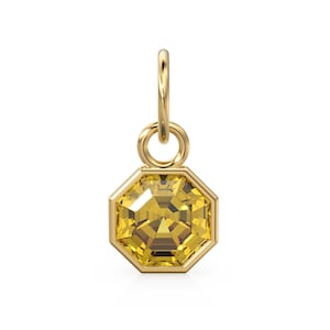 7mm 14k Yellow Solid Gold Yellow Gold Citrine Charm Pendant Bezel Jewelry Finding St Patricks Day