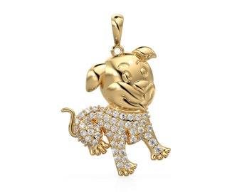 Dainty Puppy Dog Charm for Bracelet Necklace Earring Component 18k Solid Gold Pet Charm Collar Animal Pendant
