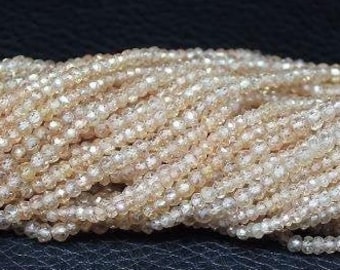 3 strengen natuurlijke champagne zirkoon gefacetteerde rondelle losse edelsteenkralen streng 13&quot; 3 mm St. Patrick&#39;s Day