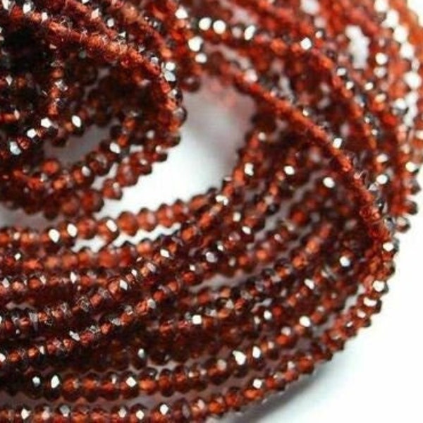 Natural Red Garnet Faceted Rondelle Gemstone Loose Beads Strand 13" 3mm 3.5mm