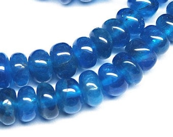 Natuurlijke blauwe neonapatiet gladde rondelle losse edelsteen ambachtelijke kralen 8&quot; 5 mm 7 mm St. Patrick&#39;s Day