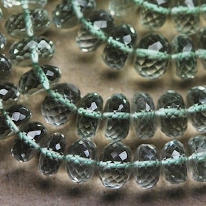 8 Inches Strand, Natural Green Amethyst Smooth Rondelles, 8-10mm